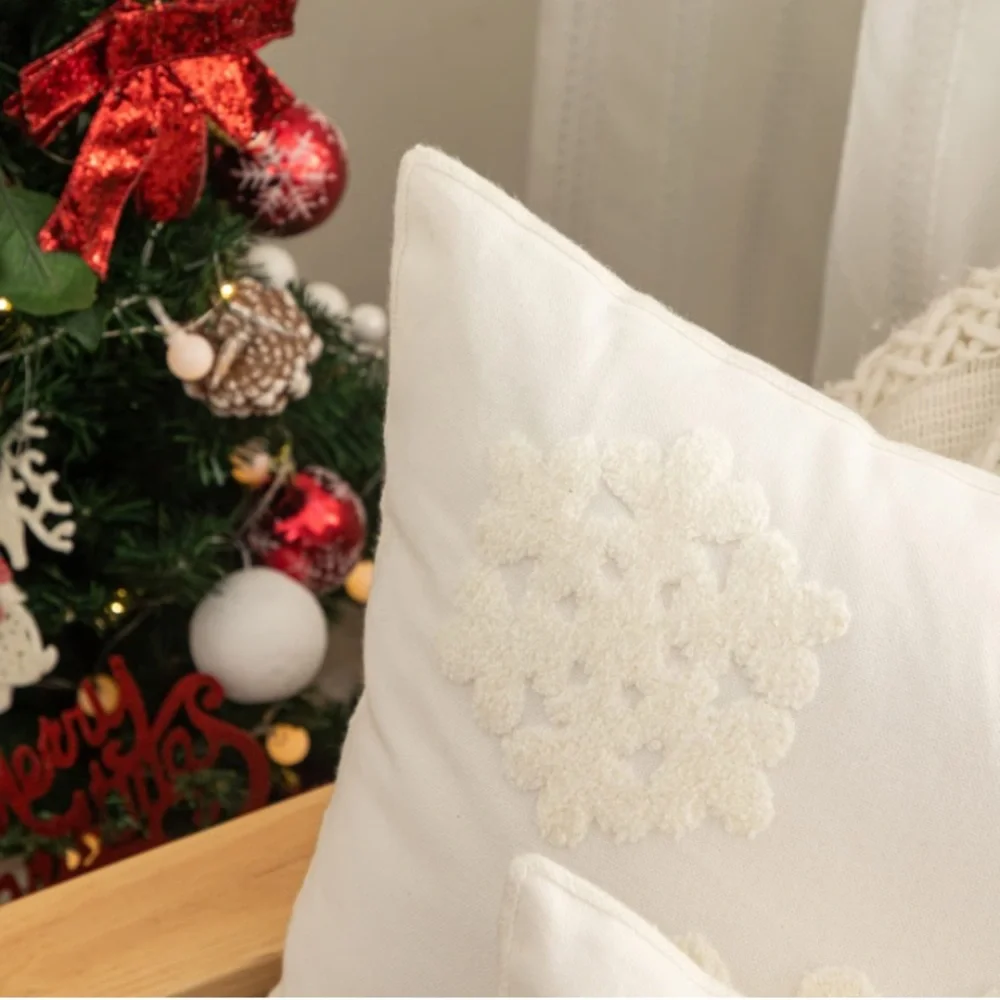 Luxury Home | Classy Chic Snowflake Embroidered Needlepoint Throw Pillow Covers